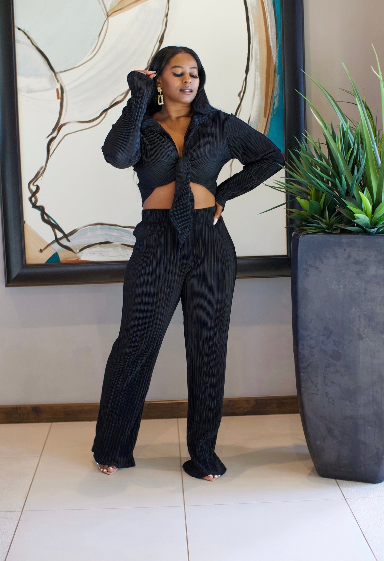 Palm Springs Pants Set (Black)